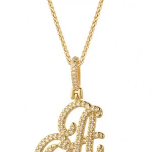 2026 New Year Gift | Cursive A-Z Initial Letter Necklace Golden Holiday Gift | Christmas Gift | Cubic Zirconia Stone
