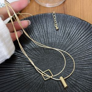 Double Layered Skull Chain Necklace for Women Luxury Minimalist Design Sweater Accessory Trendy Fall Winter New Arrival