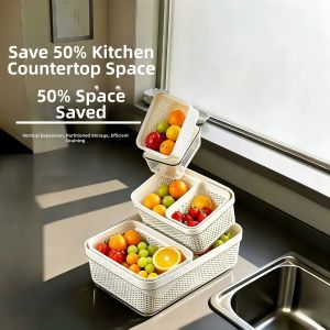 NAIFUNA | Double Layer Thickened Large Plastic Rectangular Strainer Basket