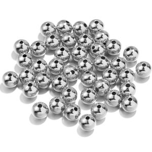 50-100 Chiếc Đồng Tròn Bóng Miếng Đệm Hạt 3-8 Mm Vàng/Màu Bạc Cho Tự Làm Vòng Tay Vòng Cổ Trang Sức Làm Phụ Kiện
