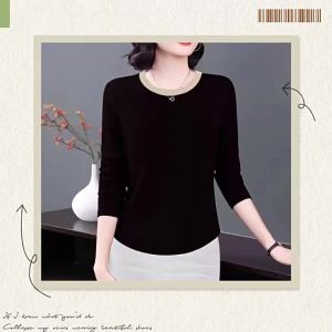 HUAXUNRAN | Cotton Long Sleeve T-shirt for Plus Size Women