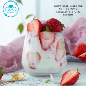 Ly Thuỷ Tinh Uống Nước Chịu Nhiệt Dáng Oval Lùn 370Ml Short Oval Glass Cup ES7018-2