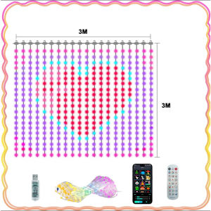 APP Remote Controlled Smart RGB Curtain String Lights Music Sync LED Lighting Indoor Outdoor Christmas Party Garden Decor