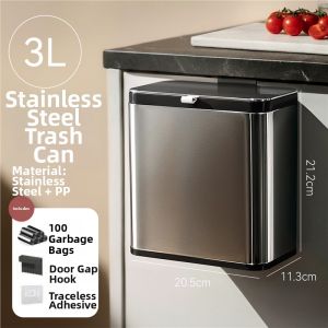 QIAOLESEN | Wall Mounted Double Bin with Lid Stainless Steel