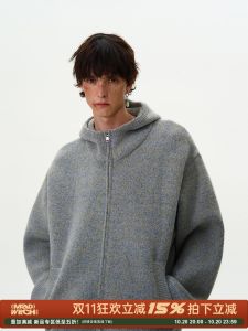 American Style Vintage Knitted Zipper Casual Loose Sweatshirt Hoodie for Men And Women MADWITCH Brand 2024 Winter Collection