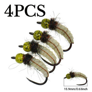 ICERIO Cyclops Brass Bead Head Caddis Bug Fly Realistic Silicone Segmented Body Fast Sinking Trout Fishing for Euro Nymphing