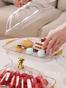 Eatkit Food Tray Nampan Saji Transparan Aesthetic Dengan Tutup Wadah Buah Dan Roti Serving Platters