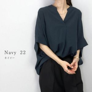 K-style Summer plus Size Oversized Girls Solid Color and V-neck Loose Pullover Bat 3/4 Sleeve Shirt Chiffon Shirt Tops
