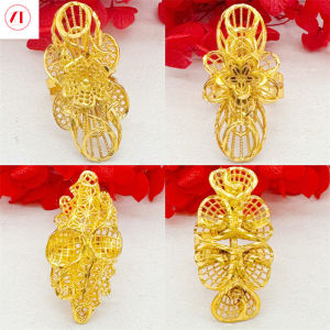 XT Jewellery Korea 24k Hollow Out Large Flower Ring Fashion Woman 916 Original Gold Plated