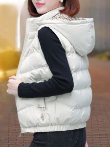 TUCANO Premium down Cotton Vest Women Winter New Style Fleece Lined Thick Outerwear Shoulder Pad Jacket Short Zipper Closure