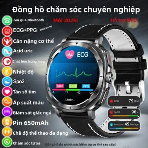 Đồng Hồ Thông Minh ECG+PPG 2025 Gọi HD NFC Đo Huyết Áp Chính Xác Phân Tích Cơ Thể Theo Dõi Sức Khỏe Đo Axit Uric Màn Hình AMOLED