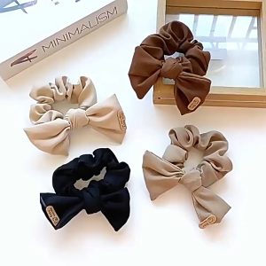 Cột tóc scrunchies thắt nơ vải dễ phối đồ thời trang Hàn Quốc