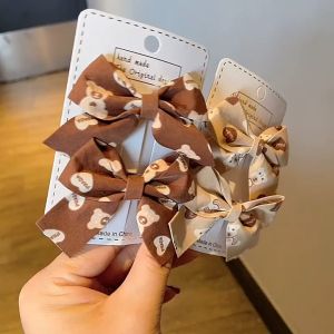 GGS ACC203 JEPITAN RAMBUT PITA ANAK 2PCS MOTIF BERUANG COKLAT MODEL KOREAN