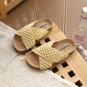 New Cross-Strap Woven Slippers