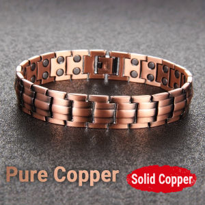 Mens Vintage Solid Copper Magnetic Bracelet – Adjustable Scale Pattern Energy Healing Bangle with Dual-Row 46 Magnets (23×2) for Arthritis Pain Relief Circulation & Wellness