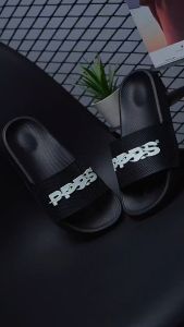 Paparos Footwear Floxy Series: Sandal Pria Polos Hitam Putih Anti Licin