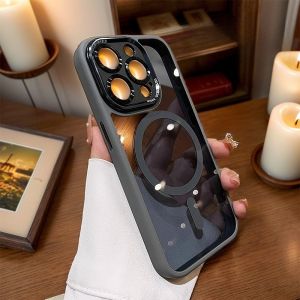 [Magnetic Suction] for iPhone 15 Phone Case Apple 14promax Silicone Transparent 15pro New Arrival 13 Lens All-Inclusive Ultra-Thin Drop-Resistant Protective Case 12 Men and Women Internet Hot Personal and Creative Ins