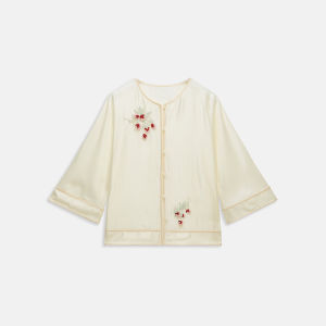 Ochirly | Autumn New Chinese Style Light Tencel Chiffon Jacket With Handcrafted Lychee Beads