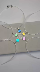 Lucky Clover White Beads Choker Necklace Handmade Elegant Lucky Charm