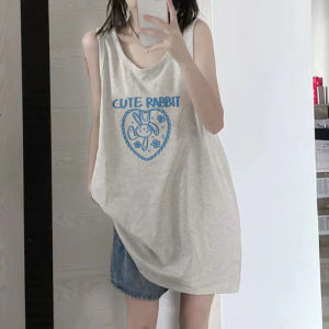 Áo Thun Không Tay Cotton Mỹ Dành Cho Nữ Mùa Hè Áo Khoác Bóng Rổ Rộng Rãi Cổ Treo Không Tay Phong Cách Thường Ngày Thoải Mái