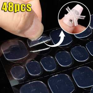 【Grilrigrin】48Pcs UV Jelly Nail Glue Sticker Clear Self-Adhesive Nails Glue Stickers Strong Adhesive Waterproof Press-On Nails Tips Manicure Tools