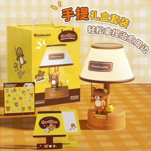 Bandai | New Rilakkuma Retro Desk Lamp Gifts Room Atmosphere Night Lamp Cartoon Easy Bear Anime Peripheral Desktop Ornament Birthday Gift