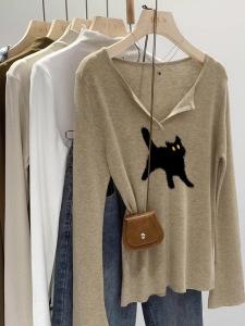 Stylish Long Sleeve Knitted Sweater Womens Autumn Winter New Slim Fit Inner Wear Base Shirt Design Sensation Niche Top