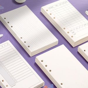 60 Sheets Blank A6 Loose Leaf Refill 6-Ring Binder Inserts for Accounting Notebook Planner Replaceable Inner Core for Journal