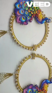 Traditional Handmade Peacock Design Shubh Labh Hanging and Tealight Holder | Home Decor for Diwali & Festivals (Pack of 2 pcs)