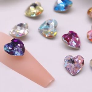 Đá Khối Trái Tim Nhiều Màu Phụ Kiện Trang Trí Móng Tay Cao Cấp