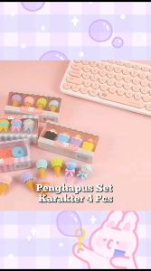 Penghapus Karet Set Karakter Makanan 4pcs / Eraser Mini Bentuk Ice Cream Cone Donat / Penghilang Tulisan Pensil / Hapusan Motif Gambar Lucu / Perlangkapan Alat Tulis Kantor Sekolah Anak Dewasa - HOMIA