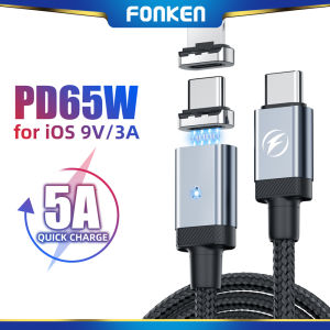 FONKEN Cáp Sạc Nhanh PD 65W Từ Tính USB C Sạc Nhanh 27W USB Type C Sang Light-Ning Dây Truyền Dữ Liệu Cho Điện Thoại I-Phone Samsung Dây Nam Châm