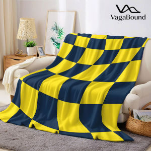 BILIBILI | Twisted Yellow Navy Plaid Flannel Blanket Warm Soft Halloween Christmas Decorative Couch Warm Cozy All-Season Gift