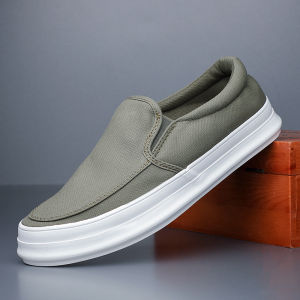 Mens Casual Thick Bottom Canvas Shoes Spring Autumn Breathable One-Step Beijing Old Mans Cloth Shoes Low Top Sneakers