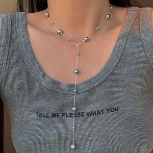CAFFTI | Long Elegant Pearl Starry Sky Sterling Silver Necklace
