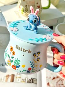 Ceramic Cartoon Bear Couple Mugs with Lid Gift Box for Girls Cute Style Small  Brand Zhi Zheng Made in China