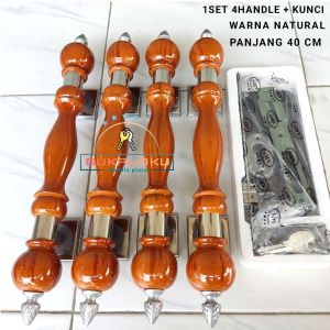 Handle pintu rumah mewah 1 set isi 4 Gagang Pintu/Paket Handle Pintu Depan bahan kayu jati set model grande minimalis