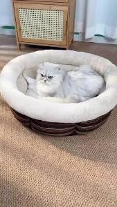 Round Pet Bed for Cats & Dogs Soft Plush Winter Warm Sofa Bed Washable Non-Slip Deep Sleep Kennel for Small Medium Large Pets