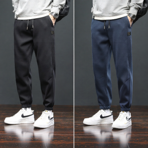 HULIXIONGDI | Quần Knit Mỏng Lỏng Đen Nặng