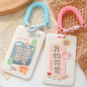 สร้อยคอแบบแขวนสปริงพลาสติกแข็งสร้างสรรค์ ซองใส่บัตรรถเมล์แบบนิ่ม ซองใส่บัตรประจำตัวนักเรียน ซองใส่กุญแจ ซองใส่บัตร