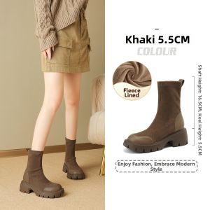 Josiny | Thick Sole Elastic Fur Lined Boots