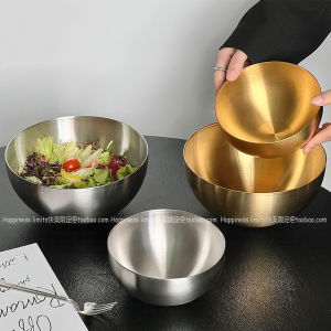 Korean Style Stainless Steel Fruit Salad Bowl Simple Modern Metal Dinnerware Cold Noodles Rice Mixing Bowl Home Use