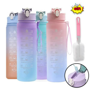 900ML BPA Free Sports Water Bottle with Time Marker Leak-proof Design for Outdoor Activities Gym Running and Daily Hydration