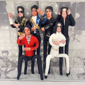52TOYS | 6pcs Michael Jackson Cosplay Prop Plush Doll Stuffed Figure Dolls Room Decoration Abstract Joint Mobility Desktop Ornaments Gift