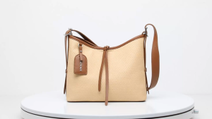 SEA CHOICE Tas Wanita PU Leather Motif Anyaman Crescent Shoulder Bag Hobo Tote Underarm & Clutch