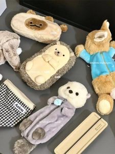 MONLEYTA | Korean Design Large Capacity Plush Pencil Case Cute Sea Lazy Doll Storage Bag For Junior And High School Girls Stationery