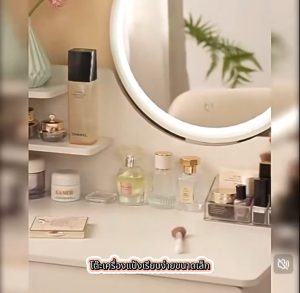 【2025 NEW】LED โต๊ะเครื่องแป้ง สไตล์มินิมอล สีขาว ขนาด 60/80/100 ซม. ทันสมัยและหรูหรา โต๊ะเครื่องแป้งความจุขนาดใหญ่พร้อมกระจก HD โต๊ะอเนกประสงค์ ประกอบง่าย