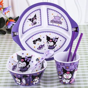 Cute Kuromi Dinner Plate Bowl Set Childrens Complete Dining Utensils Set Home Use High Aesthetic Value Child-friendly Tableware