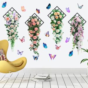 Nordic Fresh Self Adhesive Wall Paper Bedroom Living Room Decorative Background Wall Sticker Basket Flower Wall Mural PVC Material