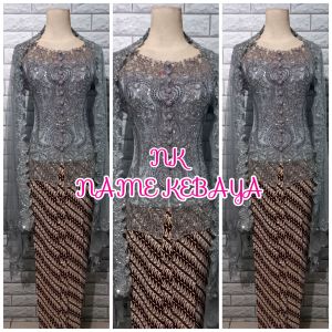 set kebaya pesta kebaya silver murah + longtorso + rok dan slendang